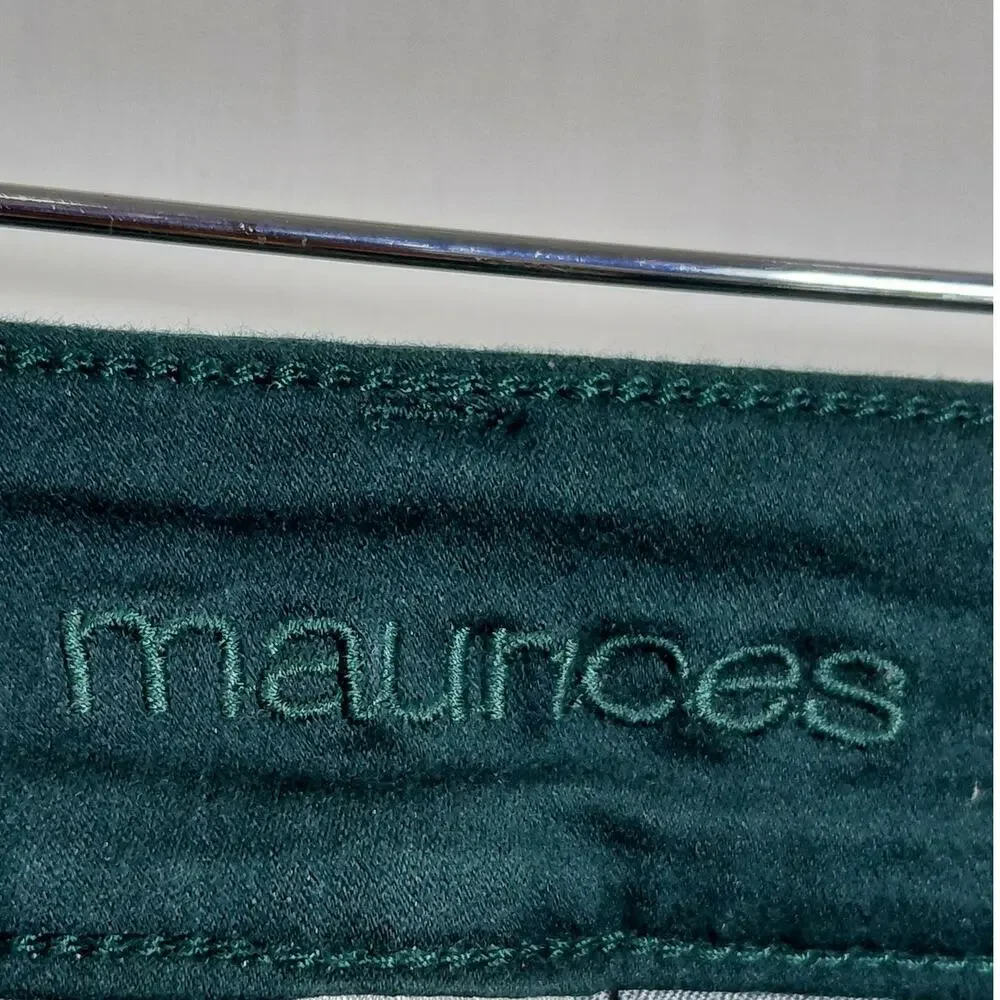Maurices Embroidery Dark Green Stretch Skinny Jeans Denim Women Size M